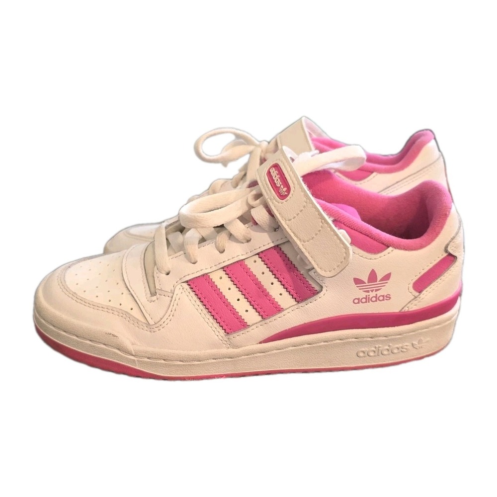 Adidas Shoes Youth 6 Girls‎ Forum Low J Athletic Sneakers FY7967 White Pink
